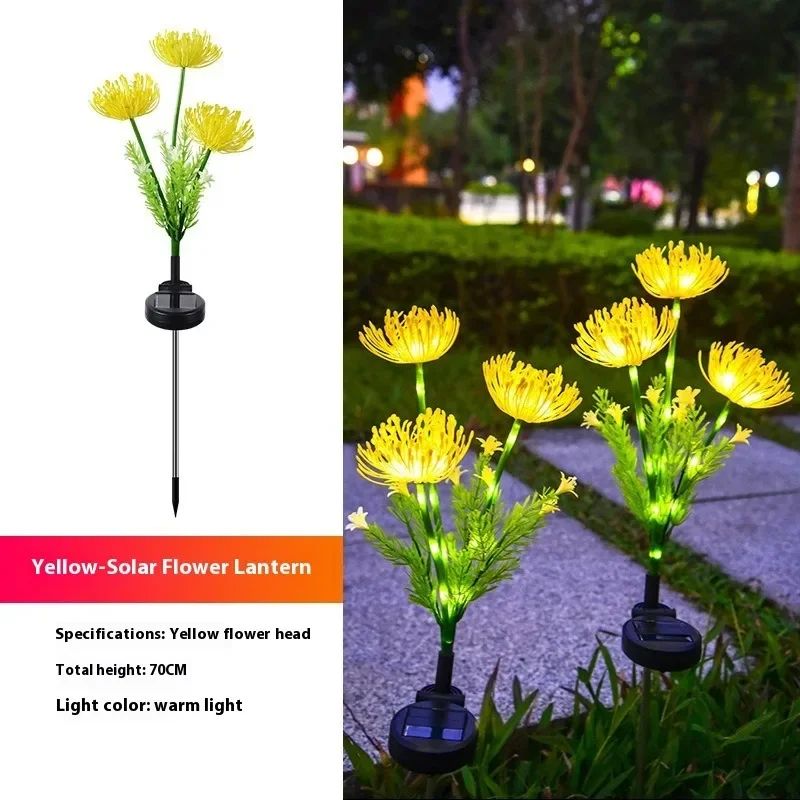 LED Solar Red Magic Lily Xmas Lights with 3 Heads Glowing Flowers Stems Outdoor Seashore Yard Garden Lawn Decoration Flower Lamp