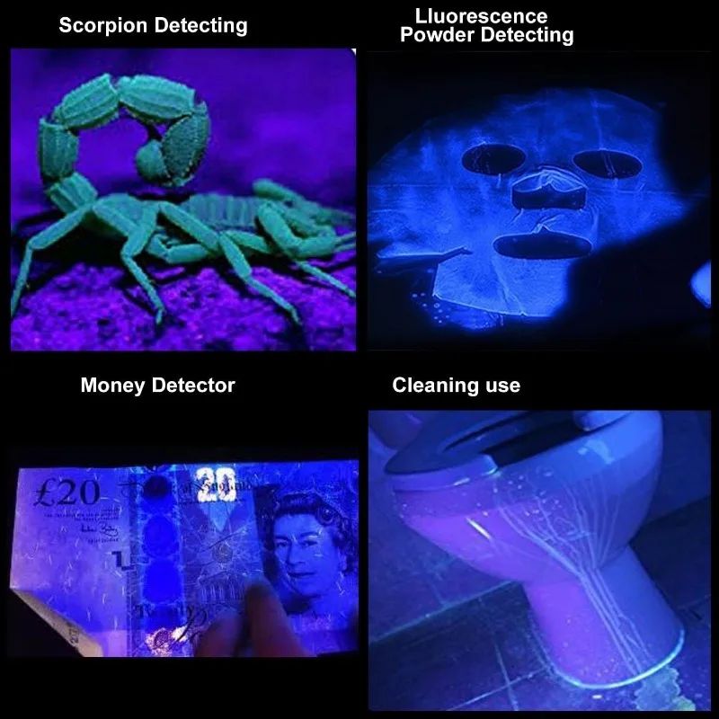 365/395nm UV Flashlight Zoomable Ultra Violet Torch Ultraviolet Lights for Pet Urine Stains Scorpions Fluorescent Agent Detector
