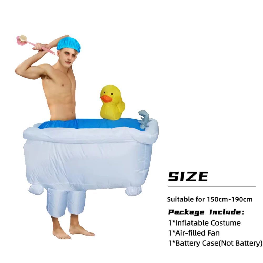 Adult Inflatable Bathtub with Yellow Duck and Toilet Cosplay Costume  Halloween party holiday stage performance comical costumes