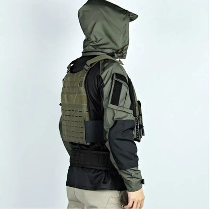 Men Outdoor Hooded Collar Shirt Tactics Hiking Combat T-Shirt Men Tactical Shirts Airsoft Paintball Camping Hunting Clothing