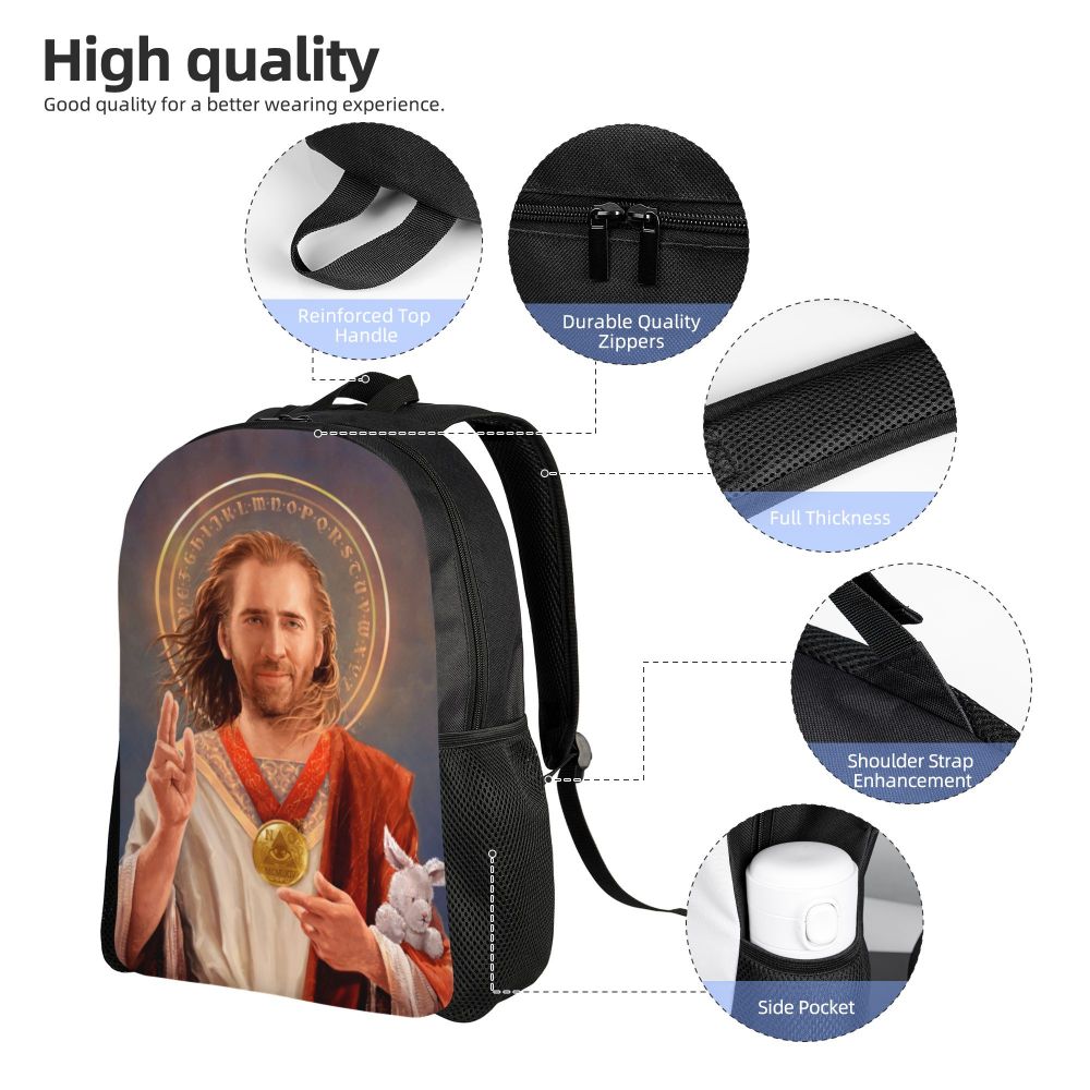 Custom Nicolas Cage Meme Laptop Backpack Women Men Basic Bookbag for College School Student Funny Bags