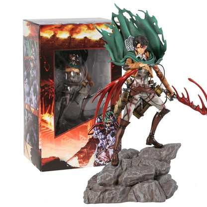 Mikasa Levi Ackerman Battle Damage Ver PVC Anime Figure Colecionável Estátua Boneca Modelo Presente Brinquedo Decoração