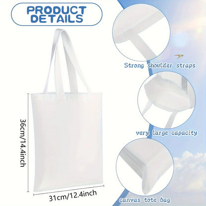 Pacote com 6 Sacolas Reutilizáveis em Branco para DIY - Laváveis, Ideais para Projetos de Transferência de Calor/Sublimação, Compras e Afazeres