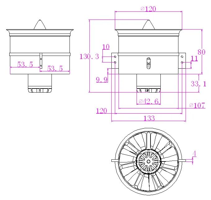 JP metal culvert 90mm 105mm 120mm EDF Ducted Fan 12 Blades  5060 4260 4250 Motor 6S 12S 14S  RC Air Plane