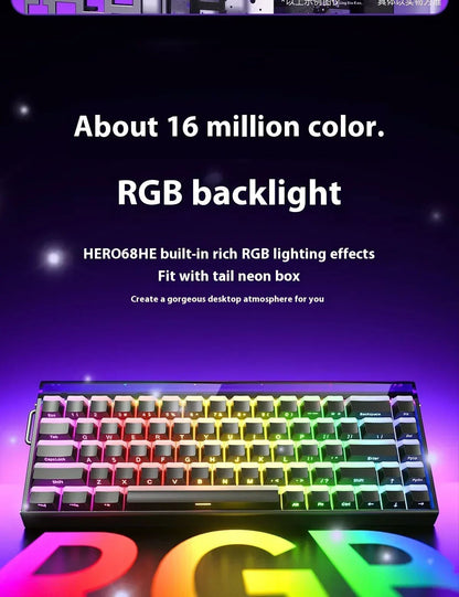 AULA Hero 68HE Magnetic Keyboard RGB Light Wired Hot Swap Esports 8K Gaming Hero68 Mechanical Keyboard Low delay PC Accessories