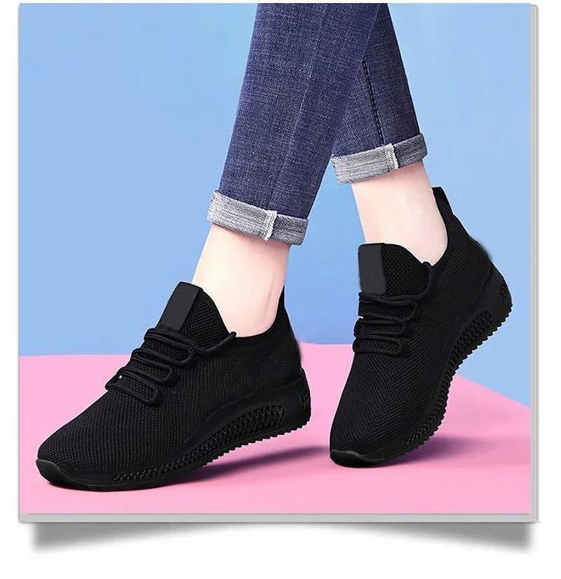 Tênis Feminino Primavera/Outono Moda Sólida Respirável Bico Redondo Casual Confortável Plataforma