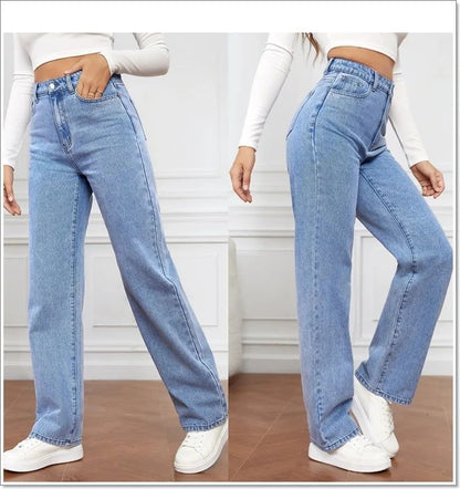 2000s Jeans Women High Waist Wide Leg Straight Y2K Jean Women's Loose Fit Denim Trousers Comfortable Plus Size Casual Pants