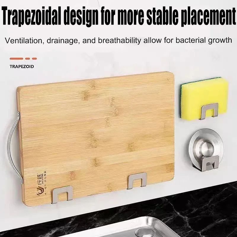Kitchen Sponges Holder Stainless Steel Sink Sponges Drain Drying Rack Self Adhesive Storage Holder Wall Hooks Kitchen Organizers