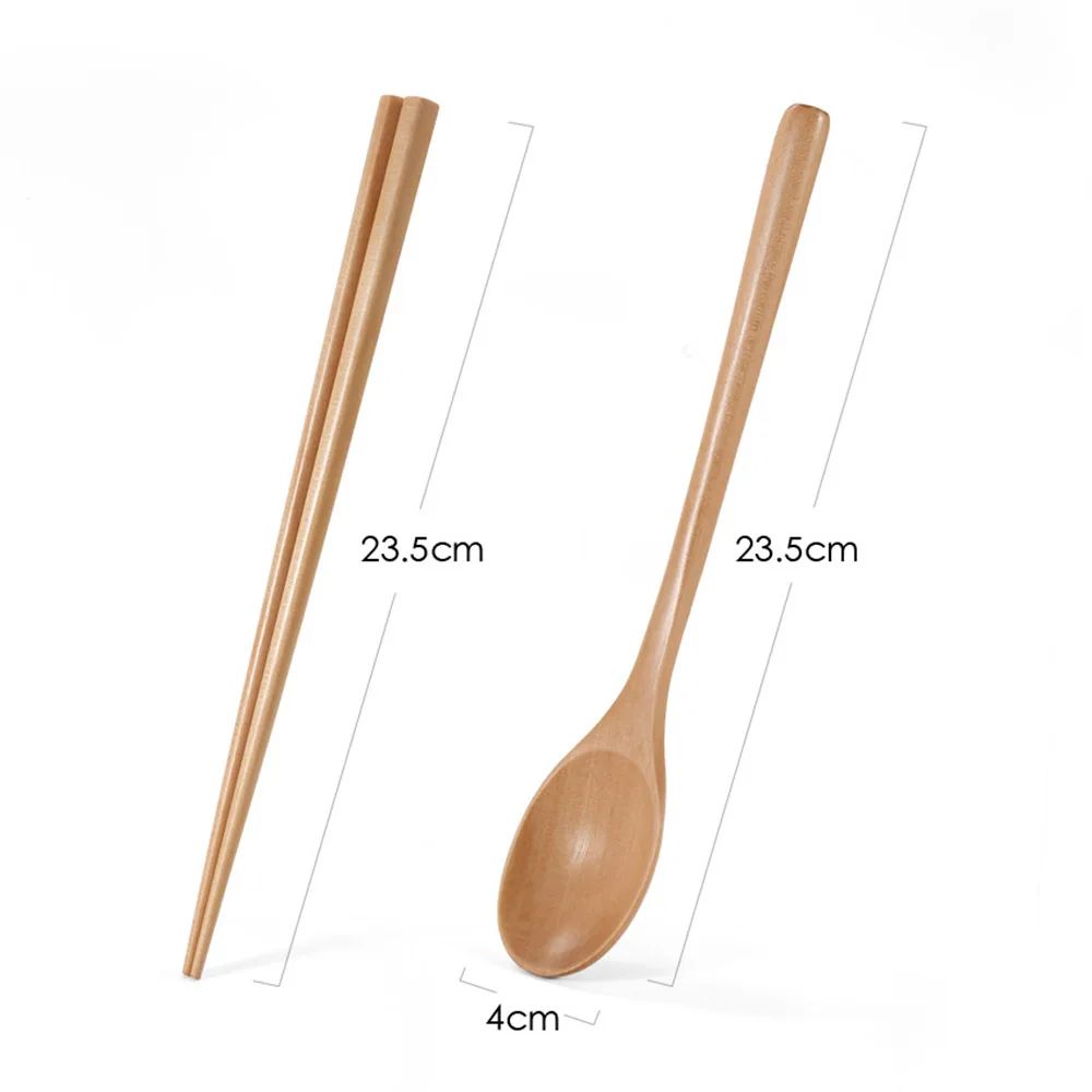 Conjunto de utensílios de madeira japoneses reutilizáveis para sushi, pauzinhos, colher, talheres antiderrapantes para viagem, ferramentas de cozinha