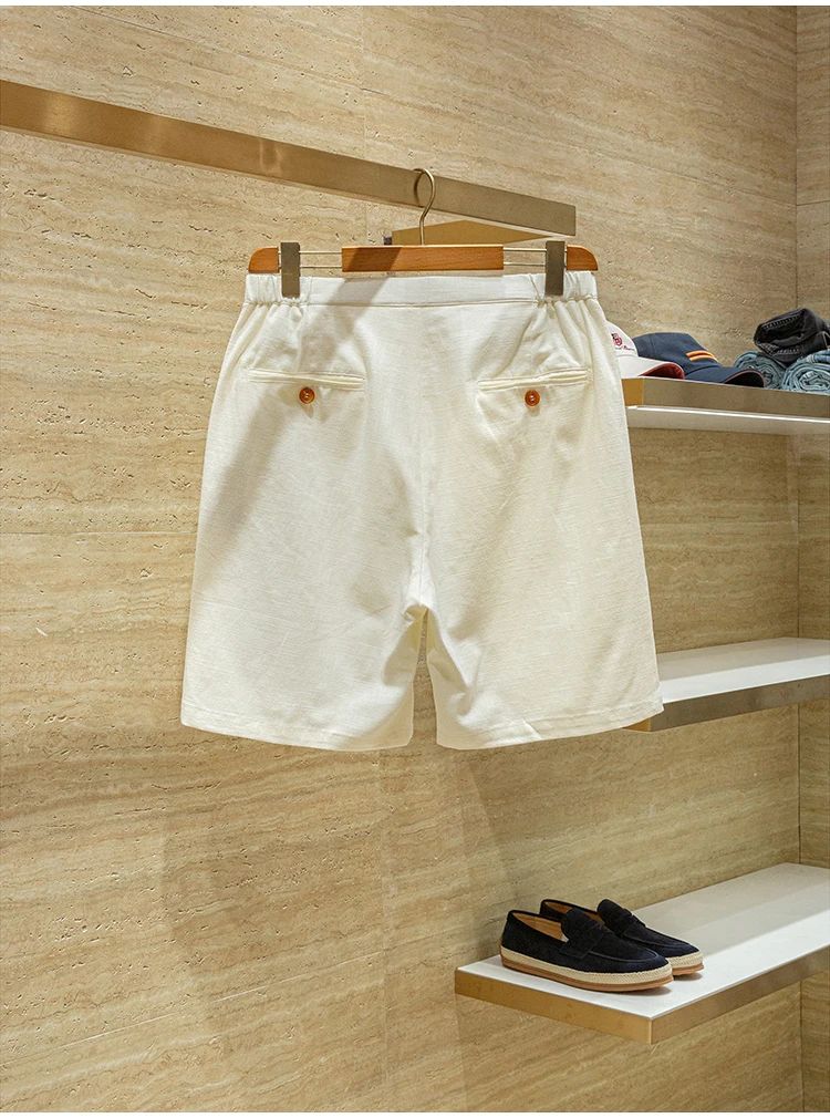 Ramie cotton blend comfortable and breathable summer drawstring casual linen shorts