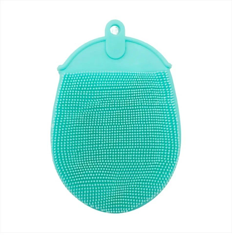 1 unidade de escova de massagem de silicone com gancho macio, esfoliante, luvas de banho, escova de limpeza para bebês, esfoliante de banho, removedor de bolhas