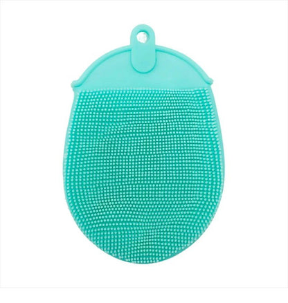 1 unidade de escova de massagem de silicone com gancho macio, esfoliante, luvas de banho, escova de limpeza para bebês, esfoliante de banho, removedor de bolhas