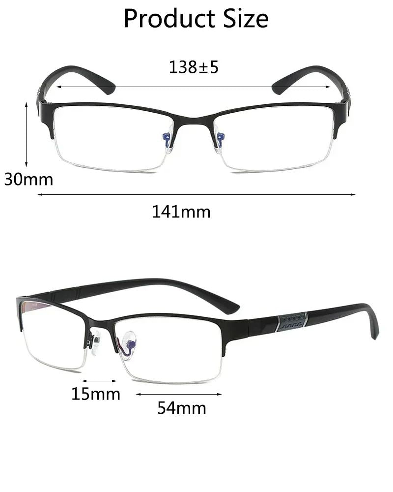 Óculos de Leitura Masculino Feminino de Alta Qualidade Meio Aro Dioptria Óculos de Grau Negócios Masculino Presbiopia Lentes De Leitura Mujer