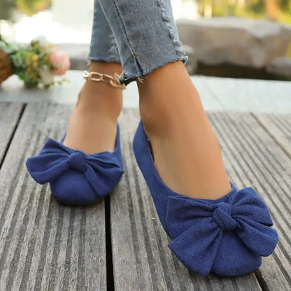 Women's Flat Shoes 2025 Hot Sale Ladies Slip on Flats Outdoor Women Round Toe Bow Tie Soft Bottom Plus Size Shallow Shoes Female