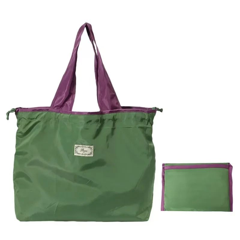 1-Pack Reusable Shopping Bag, Large Capacity Foldable Drawstring Eco-friendly Storage Bag, Casual Shopping Shoulder Bag