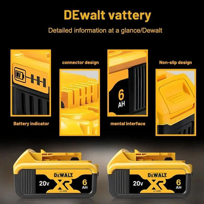 Bateria Original DeWALT 20V 5.0Ah 6.0Ah MAX FlexVolt para Ferramenta Elétrica DCB606 DCB205 DCB206 DCB209 DCB182 com Carregador