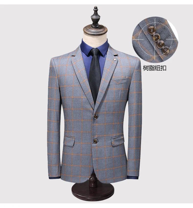 Suit (blazer+vest+pants) Man Fashion Business British Grid Trend Style Casual Hosting Slim Wedding Work Conjunto Hombre