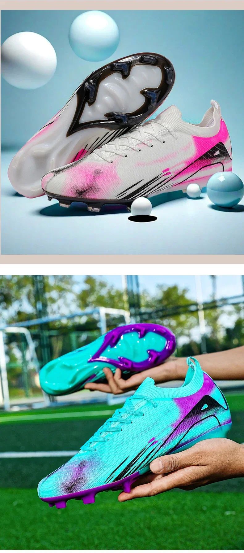 New Men Football Boots Cleats Outdoor Soccer FG Ultralight Match Soccer Shoes Training Shoes Drop Shipping Non-Slip Long Spikes