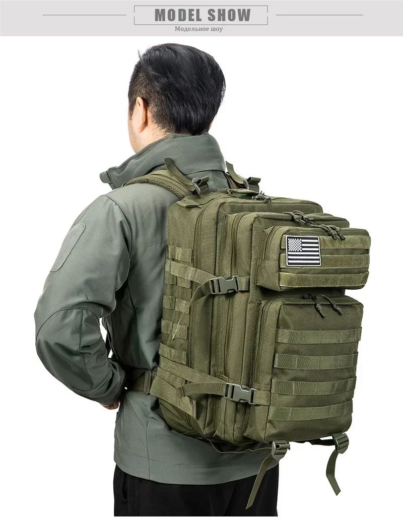 Mochila Tática 45L Grande Capacidade Mochila Militar 3 Dias Fitness Caminhada Bolsa de Acampamento Equipamentos de Caminhada Mochilas