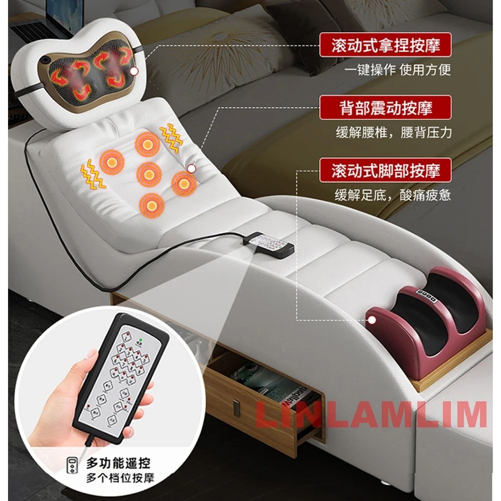 MINGDIBAO Modern MULTIFUNCTIONAL Tech SMART BED 2 People | FUTURISTIC FURNITURE | Ultimate Massage Tatami Genuine Leather Beds