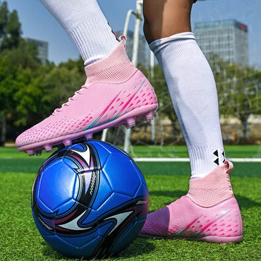 Red Male Football Boots Outdoor Training Football Field Cleats Man Lace-Up Anti-Slip Men’s Soccer Shoes Society botas de futbol