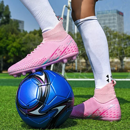 Red Male Football Boots Outdoor Training Football Field Cleats Man Lace-Up Anti-Slip Men’s Soccer Shoes Society botas de futbol