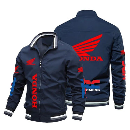 Honda Motorcycle Jacket For Men Honda Red Wing and HRC Logo Biker Jacket Windbreaker Men Sportswear Slim Racing Team Jacket Male