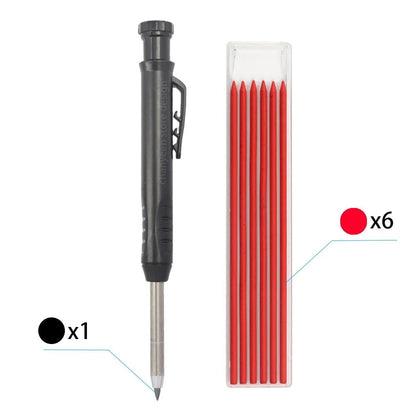 3Colors Refill 2.8mm Solid Carpenter Pencil Set Mechanical Pencil Cap Carpentry Marking Scriber Construction Woodworking Tools