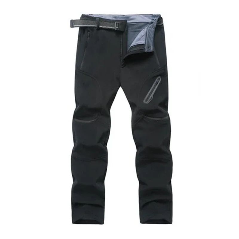 2024 Big Size Waterproof Pants Men Soft Shell Fleece Warm Trousers Male Outdoor Plus Large 9XL 4XL 8XL Work Winter Autumn Black