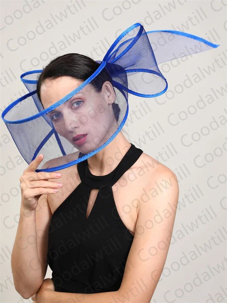 Fascinator de Véu Branco Elegante Chapéu Feminino para Kentucky Derby Evento de Corrida Adorno de Cabeça de Moda Boné de Rede Chapeau para Eventos Femininos