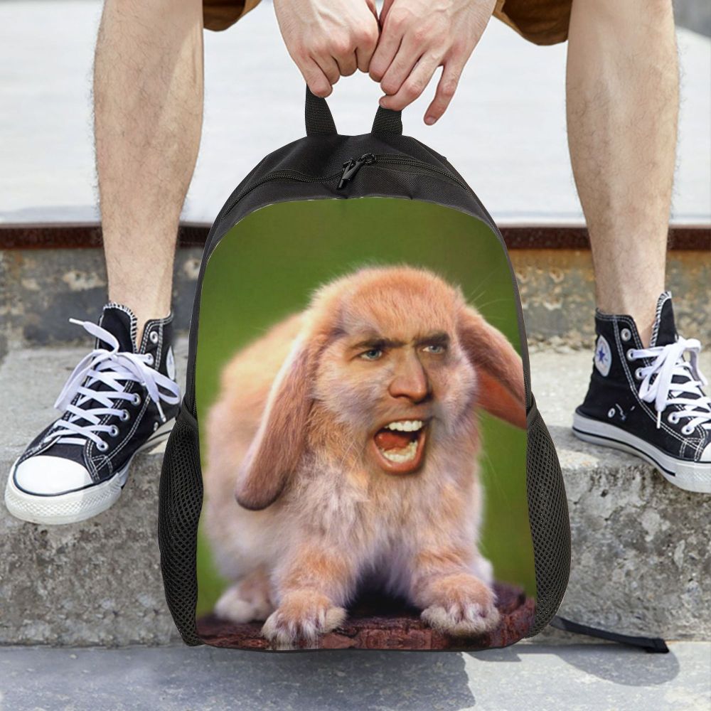 Custom Nicolas Cage Meme Laptop Backpack Women Men Basic Bookbag for College School Student Funny Bags