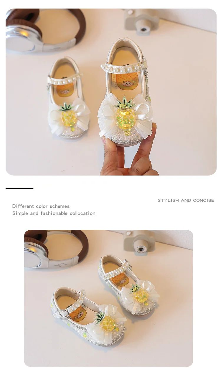 Children's Leather Shoes Autumn New Pink Soft Bottom Flat Kid's Casual Shoes Fashion Cute Cherry Bow Girls' Princess Shoes