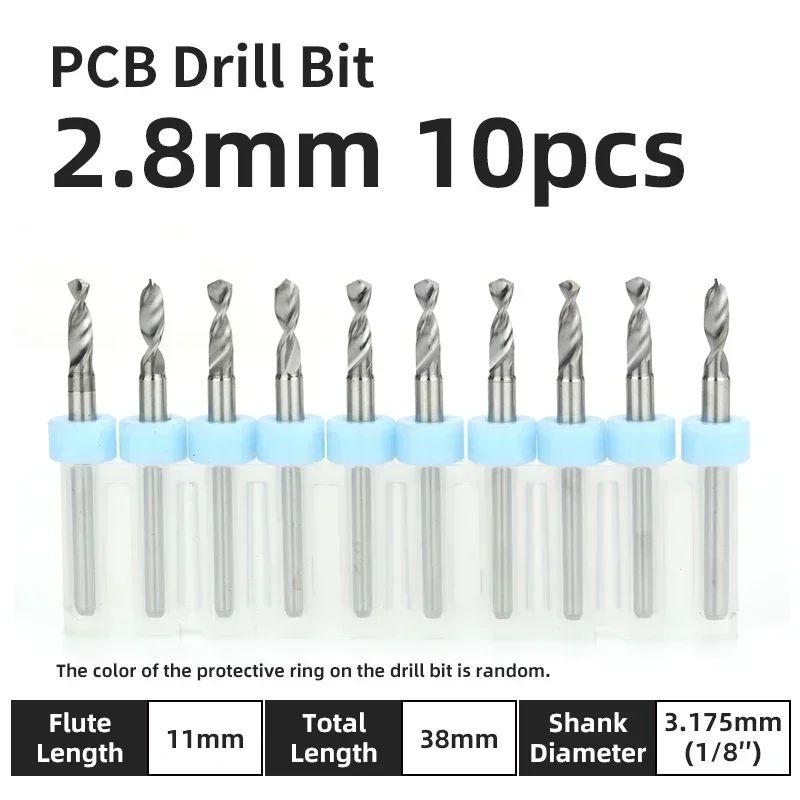 Broca PCB 10pcs Conjunto de Brocas Micro Diâmetro de Aço Tungstênio 1/8" Cabo Fixo Mini Broca CNC 0.1-3.175mm