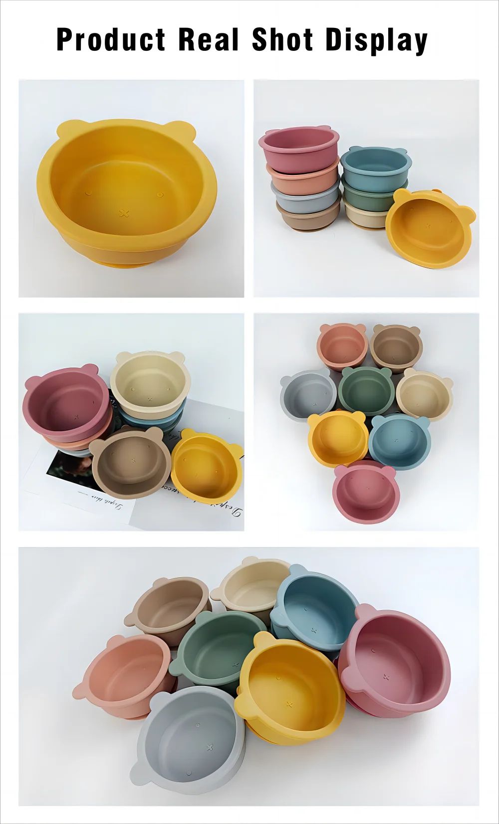 3pcs Baby Silicone Bowl Suction Cup Bowl Children's Tableware Complementary Bowl Children's Dinner Plate Silicone Tableware