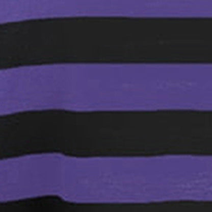 Women's Distressed Crop Tops Gothic Long Sleeve Round Neck Striped Print Loose T-Shirts Halloween Costume