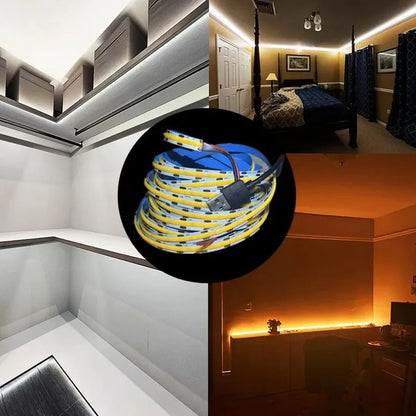 DC5V COB LED Light Strip With USB Power Supply Light 320LED/m High-Density Flexible LED Lamp 3000K/4500K/6500K COB Light Strip