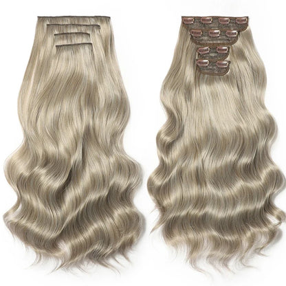 Bio Body Wave Clip in Hair Extensions 22 polegadas 4 peças/lote 220g Macio Natural Fibra Sintética Resistente ao Calor Clip in