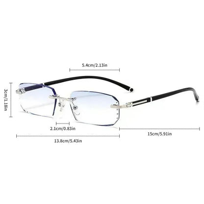 Luxury Diamond Cutting Photochromic Reading Glasses Men Business Rimless Eyeglasses Women Color Changing Presbyopia Eyewear