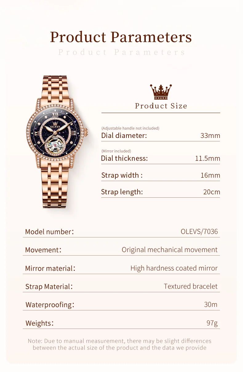 OLEVS Hollow Women's Watch Fully Automatic Mechanical Watch Luxury Diamond Inlaid Starry Sky Elegant Women's Brand Watch  7036