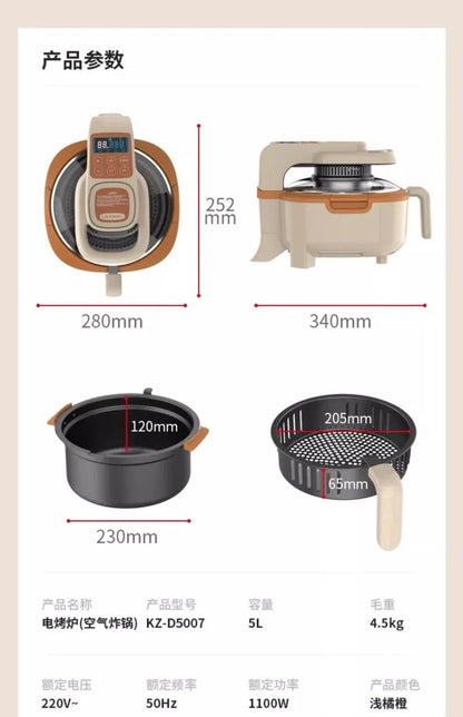 220V Automatic Double-Layer Electric Air Fryer Hot Pot Non-Stick Home Use Large Capacity Potatoes Fryer