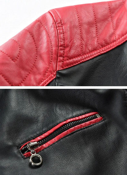 Fashionable Men's Biker Leather Jacket 2025 New Zipper Stand Collar Fleece Lined Casual PU Leather Coat Regular Fit Chinese Orig