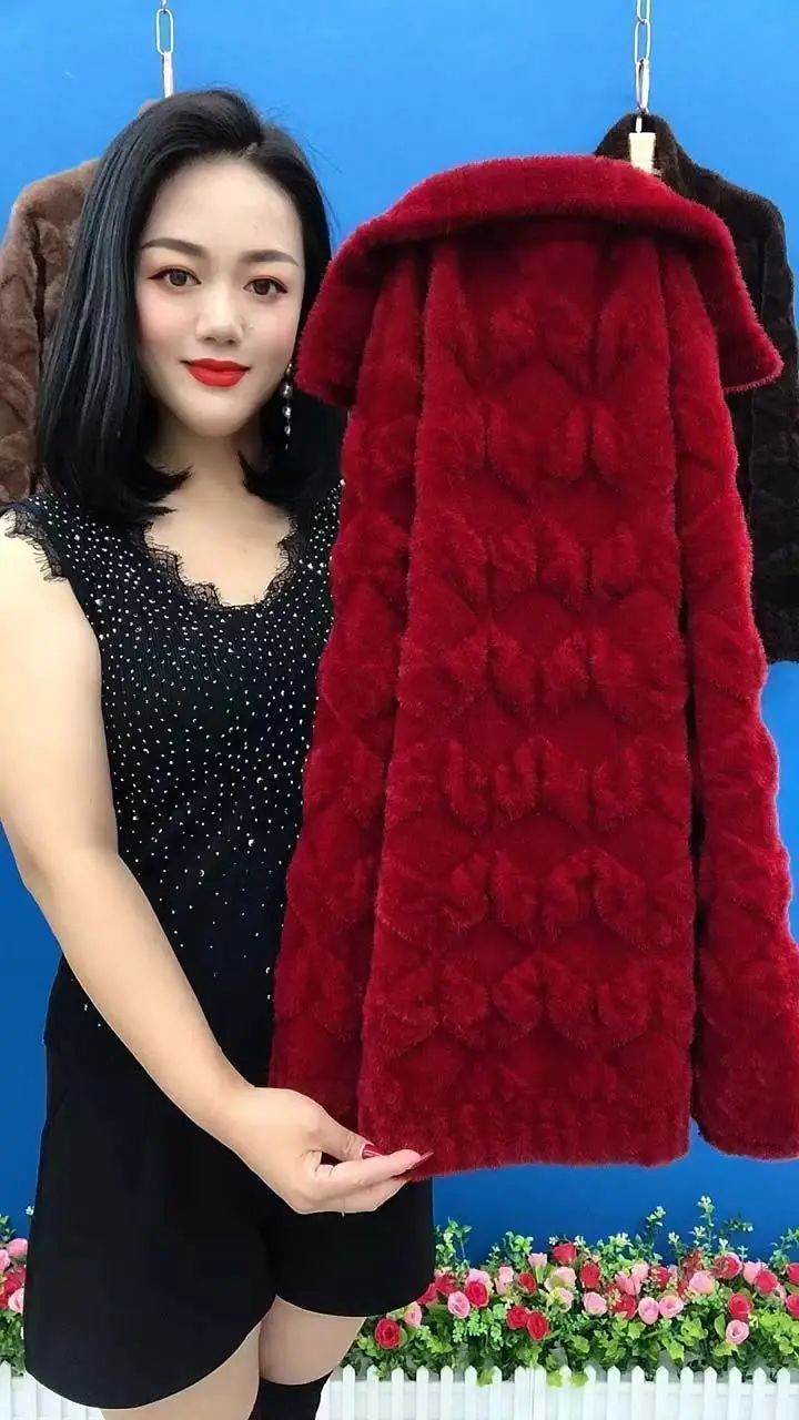 Plus Size Women's Thickened Long Sleeve Faux Mink Coat Autumn Winter Fashionable Jacket for Older Women And Young Mothers