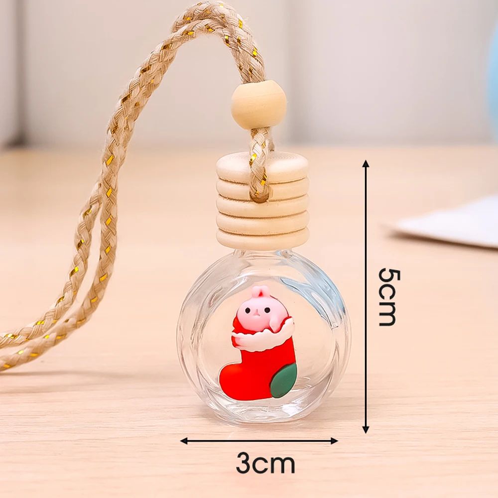 Pingente de Frasco de Perfume de 10ml Decoração de Espelho Retrovisor de Carro de Natal Frasco de Vidro Vazio Frasco de Óleo Essencial para Aromaterapia
