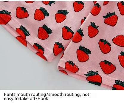 Summer Strawberry Sleepwear For Baby Kids Short Sleeve Pijamas Infantil 100% Cotton Kids Pajamas Set Boys Girls Clothes 6 8 10 Y