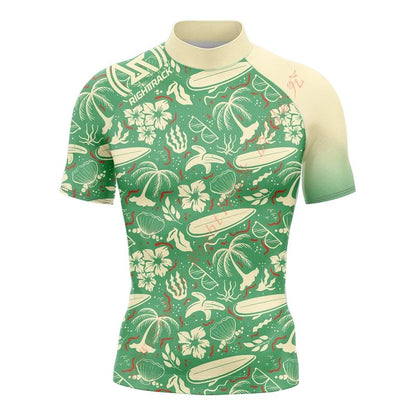 Hot Men's Short Sleeve Surfing Shirt Nautical Diary Lycra Rashguard RIGHTTRACK For Surf Sportswear Beach Swimwear UPF50  Clothes