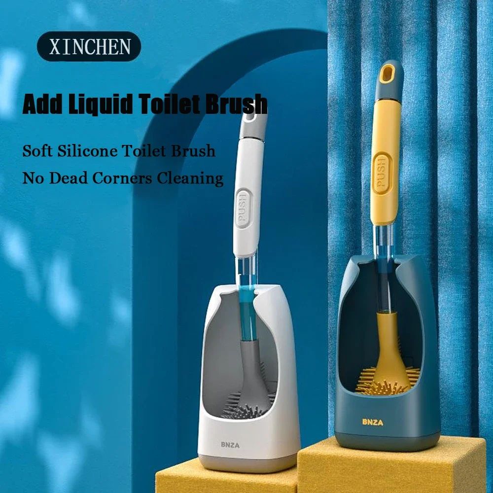 Escova de Silicone para Vaso Sanitário Acessórios WC Escova WC Sem Cantos Mortos Limpeza Doméstica Cerda Macia Artefato Banheiro Toucadores