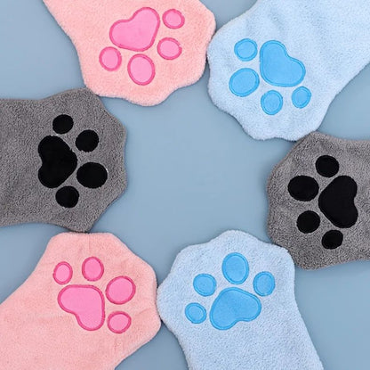 Luvas de Banho de Secagem Rápida para Cães Luvas de Higiene para Pets Multicores Macias com Estampa de Patinha para Cães e Gatos, Essenciais para Banho e Secagem