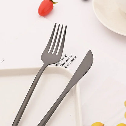 8 Garfos de Jantar Pretos Talheres Aço Inoxidável 18/10 Utensílios de Cozinha Ocidentais Conjunto de Garfos para Restaurante