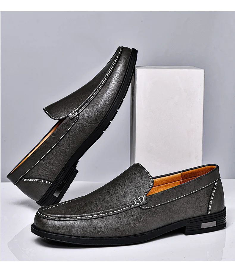 Genuine Leather Slip on Loafers Men Formal Dress Shoes Office Driving Wedding Party Mocasines Hombre Big Size Casual Shoes