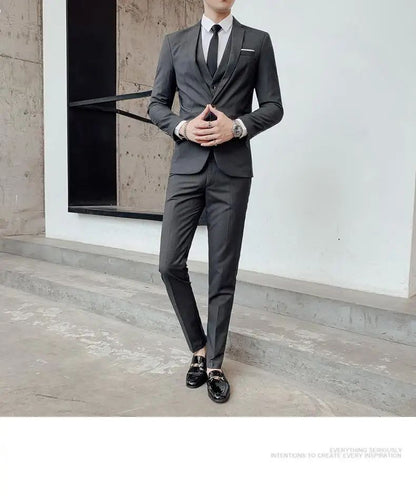Suit S-7XL (Blazer+ Waistcoat + Trousers) Men's Fashion Business Dinner Gentleman Slim British-style Evening Dress Group Suit